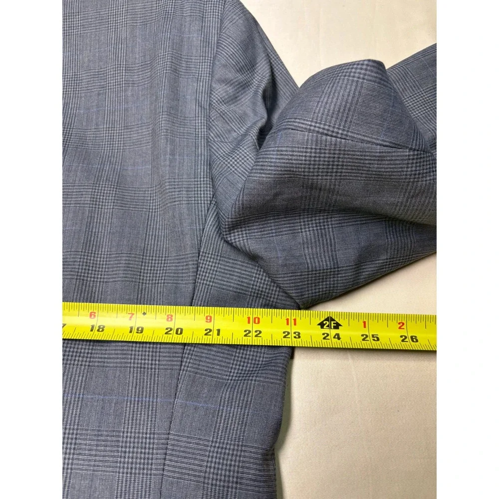 Jos. A. Bank Mens 46R Blue Glen Plaid 100% Wool Tailored‎ Fit Blazer Sport Coat